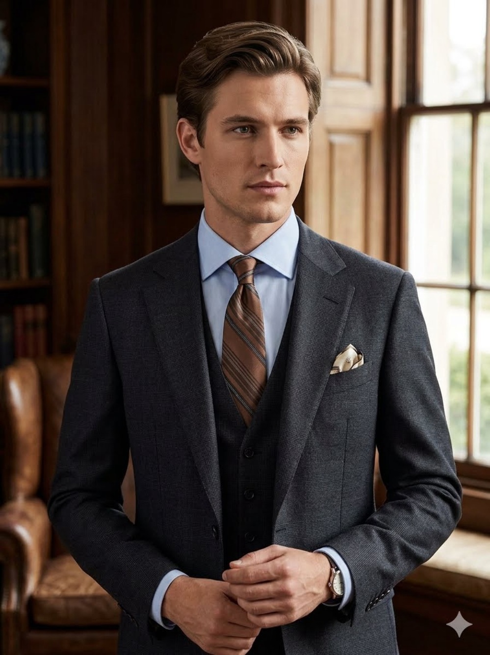 Dior- Brown Striped Men's Tie - Classic Diagonal Stripe